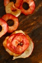 Dried red-fleshed apple vaiety slices