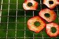 Dried red-fleshed apple vaiety slices