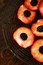 Dried red-fleshed apple vaiety slices