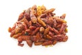 Dried red hot chily pepper on white