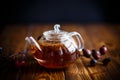 Dried red rose hips and tea Royalty Free Stock Photo