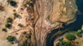 Dried rivers and lakes due to drought. Bird's eye view Royalty Free Stock Photo