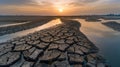 Dried rivers and lakes due to drought. Bird's eye view Royalty Free Stock Photo