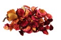 Dried rose petals isolated on white Royalty Free Stock Photo