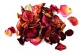 Dried rose petals isolated on white Royalty Free Stock Photo