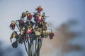 Dried roses on a gray background.represent of the heart broken, lost or disappoint.Sad on valentines day.shallow focus effect Royalty Free Stock Photo