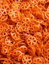 Dried round pasta wheels pattern texture