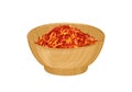 Dried saffron in bowl isolated on white. Vector cartoon illustration. Royalty Free Stock Photo