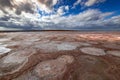 Dried salt lake near mud volcanoes Royalty Free Stock Photo