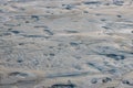 Dried sand land with footprint near the sea
