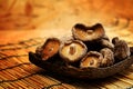 Dried Shiitake Mushroom on mat earth tone Royalty Free Stock Photo