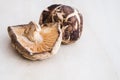 Dried Shiitake mushroom on wooden table Royalty Free Stock Photo