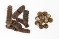 Dried Shikakai pods and Soapnuts Royalty Free Stock Photo