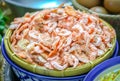 Dried shrimp closeup in the basket