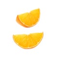 Dried slice section of orange isolated over the white background, set of different foreshortenings Royalty Free Stock Photo