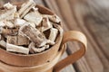 Dried and sliced marshmallow root Royalty Free Stock Photo