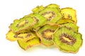 Dried slices of green kiwi fruits isolated on a white background Royalty Free Stock Photo