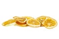 Dried slices of lemon isolated on white