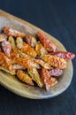Dried small red hot chilli pepper (Bird's eye) Royalty Free Stock Photo