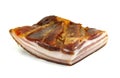 Smoked bacon isolated on white background. Royalty Free Stock Photo