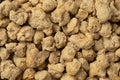 Dried soya chunks close up full frame