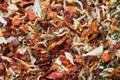 Dried spices, sun-dried tomatoes, dried carrots, Basil and Provencal herbs. Close-up Selective focus Royalty Free Stock Photo