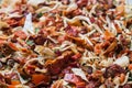 Dried spices, sun-dried tomatoes, dried carrots, Basil and Provencal herbs. Close-up Selective focus Royalty Free Stock Photo