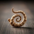 Dried, spiral seed pod with a beige, textured surface and darker Royalty Free Stock Photo