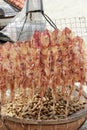 Dried squid and boiled peanuts Royalty Free Stock Photo