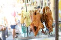 Dried stewed duck hanging with rope Royalty Free Stock Photo