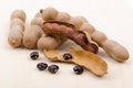 Dried Tamarind Fruits With Seeds On Wood