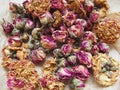 Dried tearoses scattered Royalty Free Stock Photo