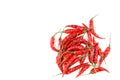 Dried thai chili peppers isolated on a white background Royalty Free Stock Photo