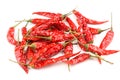 Dried thai chili peppers isolated on a white background Royalty Free Stock Photo