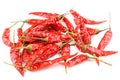 Dried thai chili peppers isolated on a white background