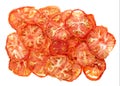 Dried tomato chips. Crispy dehydrated tomato slices Royalty Free Stock Photo