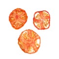 Dried tomato chips. Crispy dehydrated tomato slices Royalty Free Stock Photo