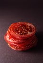 Dried tomato slices chips Royalty Free Stock Photo