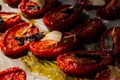 Dried tomatoes with garlic, Basil and salt