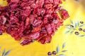 dried tomatoes, market in Forcalquier, Provence, France Royalty Free Stock Photo