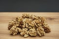 Dried walnuts. Cracked walnut. Walnuts, a bunch of peeled walnuts. Royalty Free Stock Photo