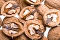 Dried walnuts on the white background Royalty Free Stock Photo