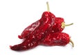 Dried whole paprika chile, paths, top view Royalty Free Stock Photo