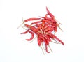 Dried Whole Red Chillies on white background Royalty Free Stock Photo