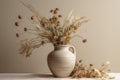 Dried wild flowers vase. Generate Ai Royalty Free Stock Photo