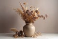 Dried wild flowers vase soft. Generate Ai Royalty Free Stock Photo
