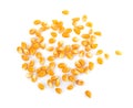 Dried yellow corn kernels on white background. Royalty Free Stock Photo