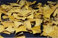 Dried yellow leaves of gingko biloba tree isolated on black background. Maidenhair tree. Gingko biloba. Royalty Free Stock Photo
