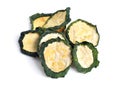 Dried zucchini slices isolated on white background Royalty Free Stock Photo