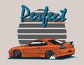 drift car design vector image with striped circle background Royalty Free Stock Photo